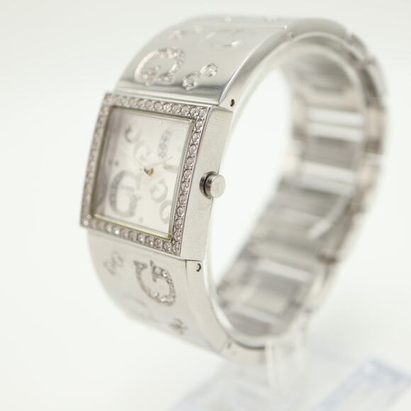 Guess Silver Tone Square Glitter Jewel 26mm Watch Stainless Steel w New Battery - Picture 8 of 11